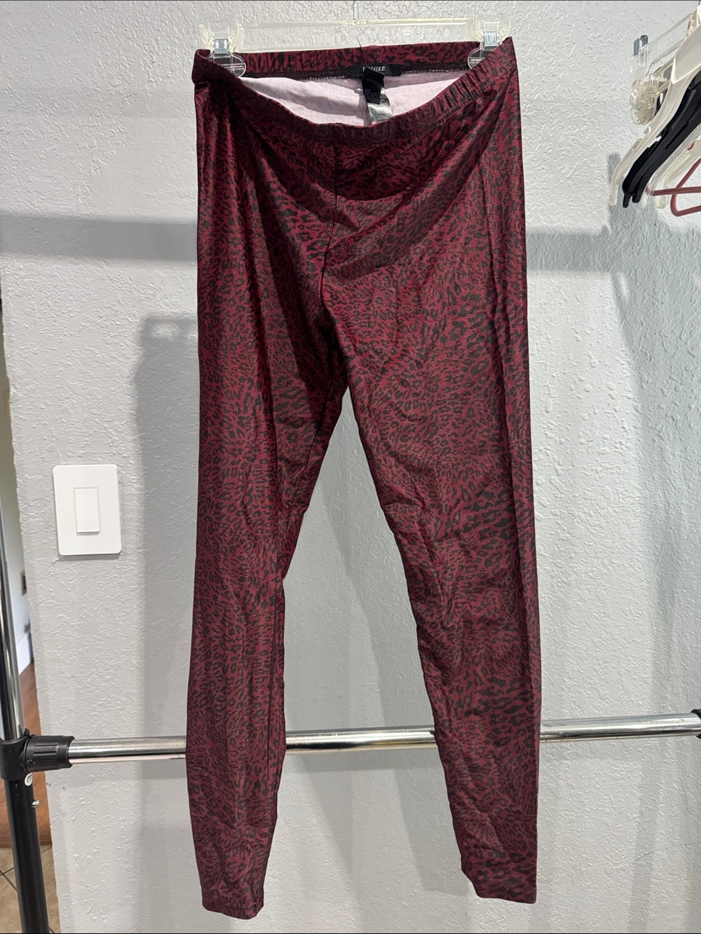 Forever 21 Burgundy Animal-Print Leggings